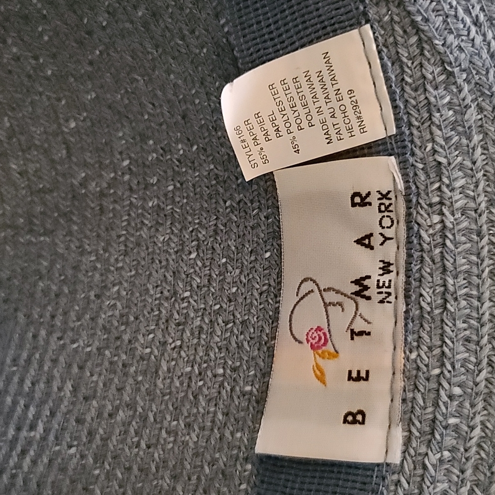 VINTAGE BETMAR NY Blue Oversized Floppy Hat Packable Beach Travel Sun Luxe - Picture 11 of 16